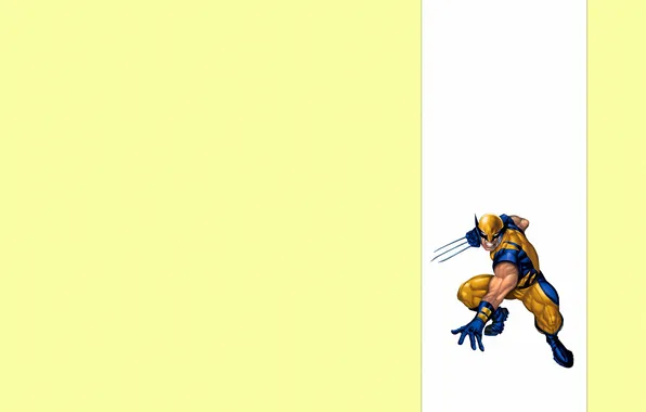 Picture minimalism, evil, Wolverine, Logan, x-men, Wolverine, yellow background, Marvel