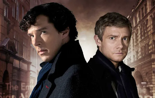 The city, friends, Martin Freeman, Benedict Cumberbatch, Sherlock, Sherlock BBC, Sherlock Holmes, John Watson