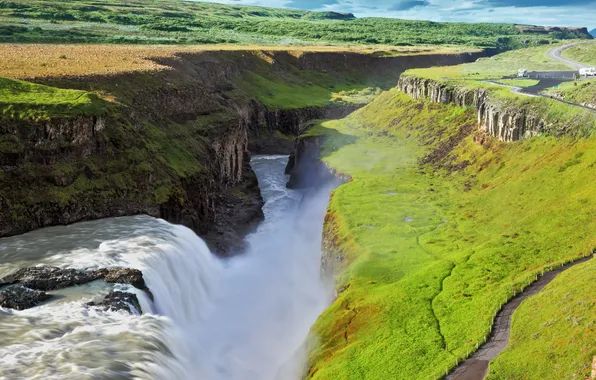 Picture landscape, nature, island, morning, large, moss, motion, iceland