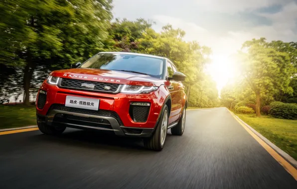 Picture road, the sun, light, Land Rover, Range Rover, car, Evoque, HSE Dynamic