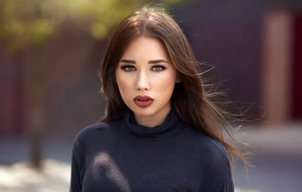 Picture look, the sun, portrait, makeup, hairstyle, brown hair, beauty, bokeh