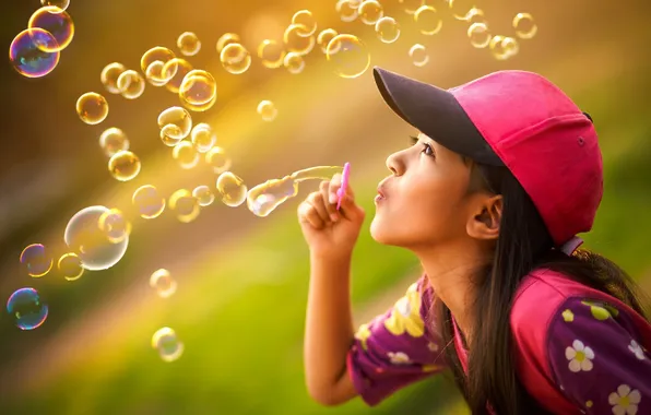 Summer, bubbles, girl