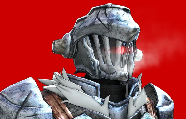 Armor, helmet, red background, Goblin Slayer, The killer of goblins