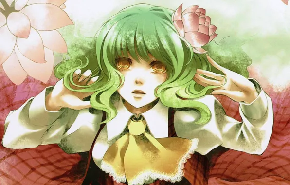 Hands, Lotus, green hair, touhou, kazami yuuka