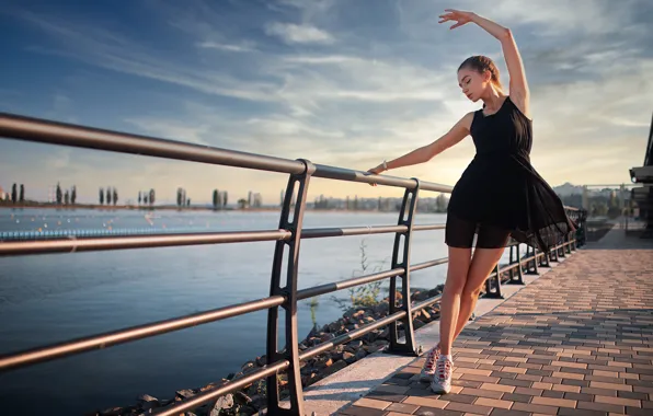 Girl, pose, dress, ballerina, promenade, Dmitry Shulgin