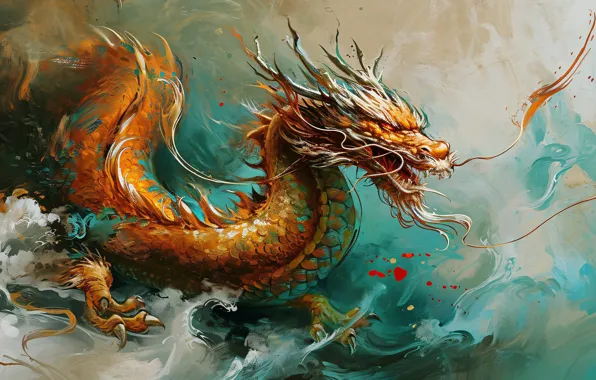 Face, dragon, fantasy, symbol of the year, Oriental style, Asian style, AI art, neural network