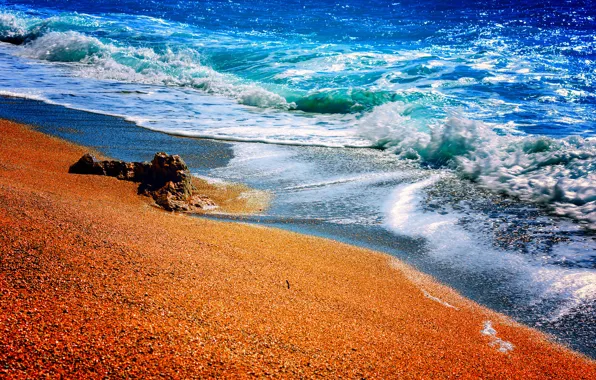 Picture sand, sea, stones, shore, surf
