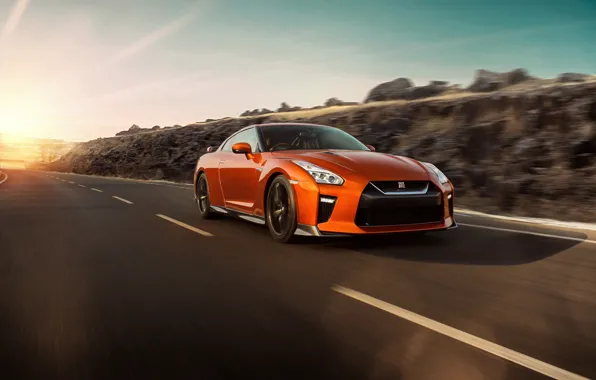 Picture sunset, Nissan, GT-R