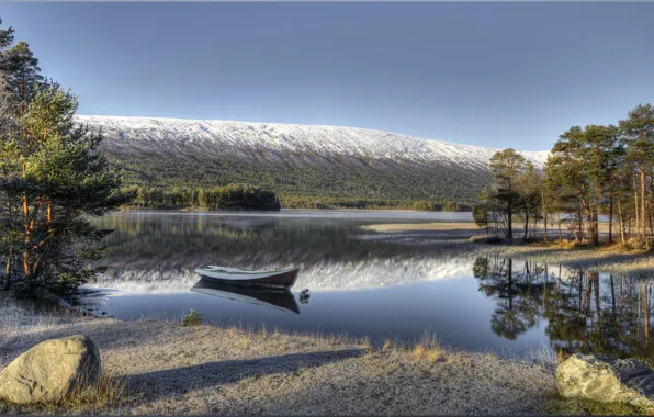 Landscape, nature, river, boat, HDR, Norway, Lesja