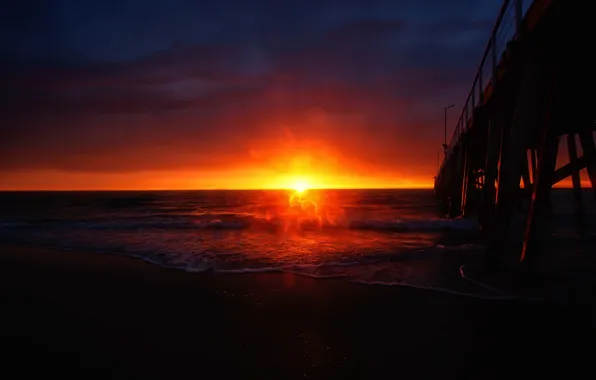 Sunset, pierce, surf