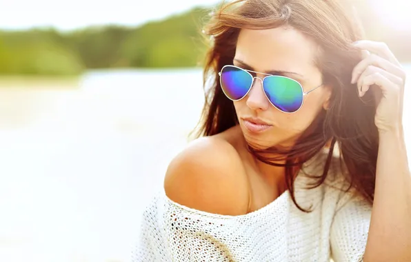 Girl, the wind, hair, glasses, jacket