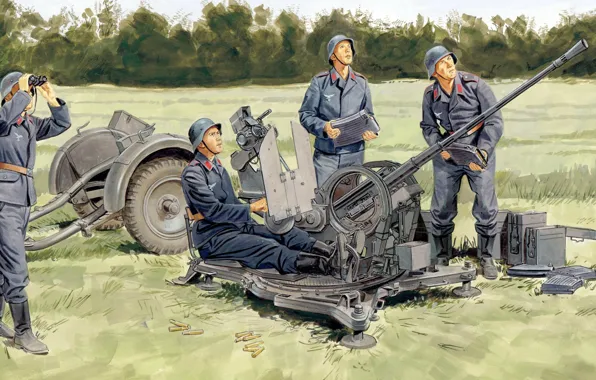 Figure, art, The second world war, Luftwaffe, The third Reich, German 20-mm anti-aircraft gun, - …