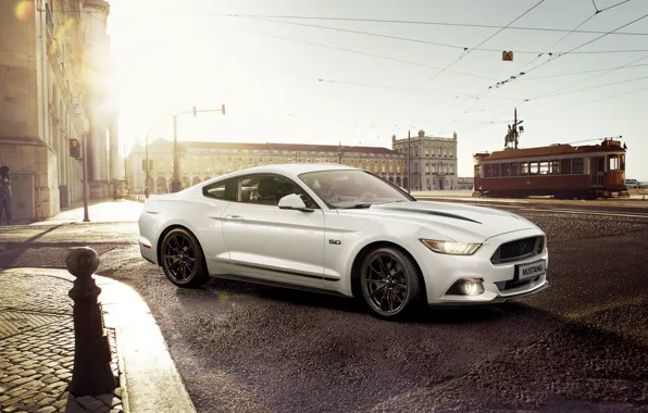 Picture city, Mustang, Ford, Car, White, Sportcar