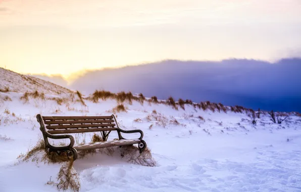 Winter, the sky, clouds, snow, traces, nature, shop, Iceland