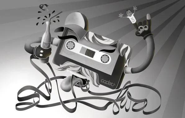 Cassette, black and white, tape
