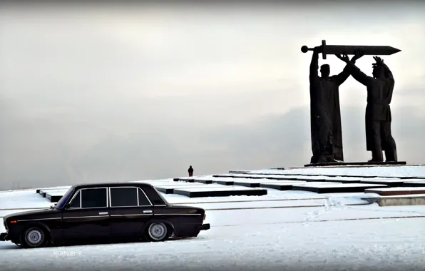 Picture machine, snow, Auto, monument, Lada, auto, Lada, 2103