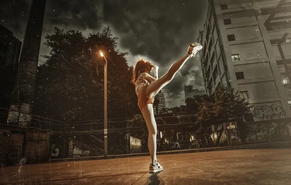 Girl, shorts, figure, blow, Playground, bandages