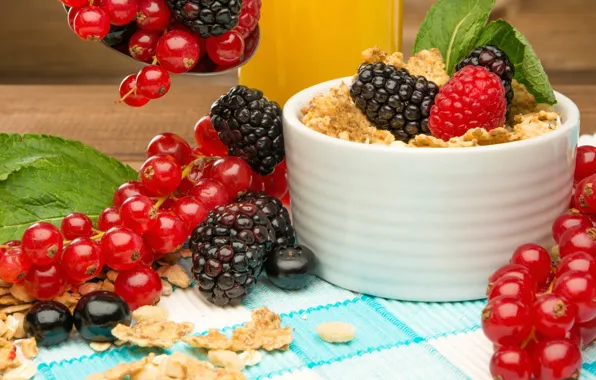 Picture berries, Breakfast, fresh, cereal, berries, breakfast, muesli