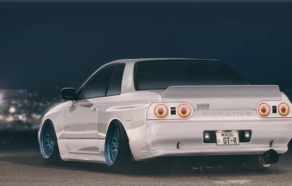 White, Auto, Machine, Nissan, Skyline, Nissan Skyline, Rendering, Nissan Skyline R32
