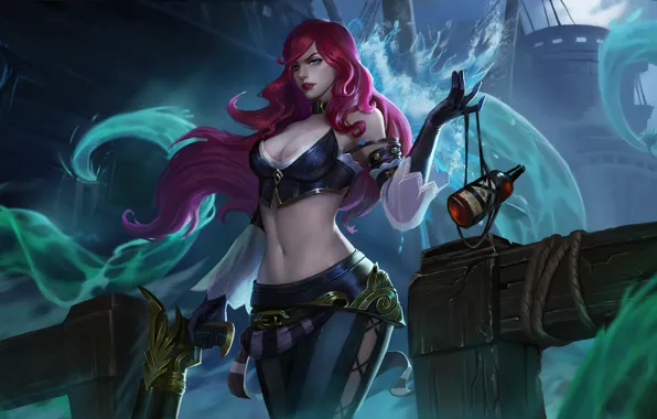 Picture water, girl, bottle, League of Legends, Miss Fortune