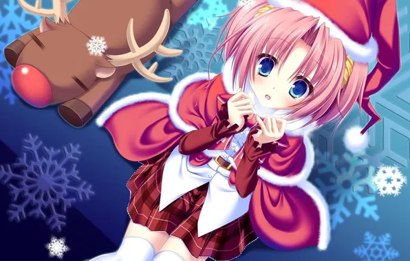 Christmas, deer, santa costume, kazamai sakura