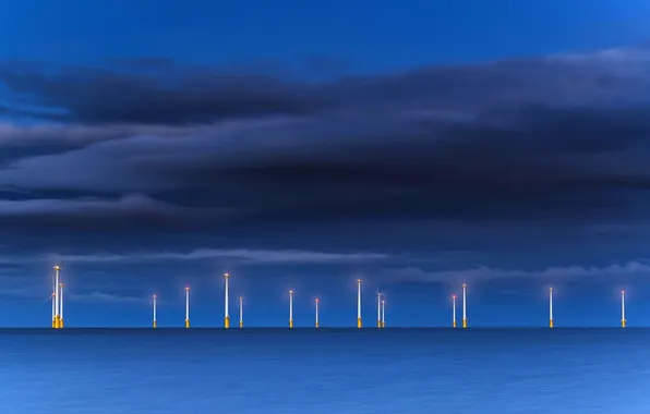 Sea, the sky, windmills