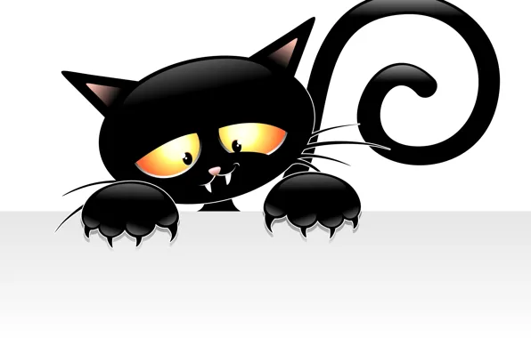 Picture look, background, legs, vector, tail, claws, ears, black cat