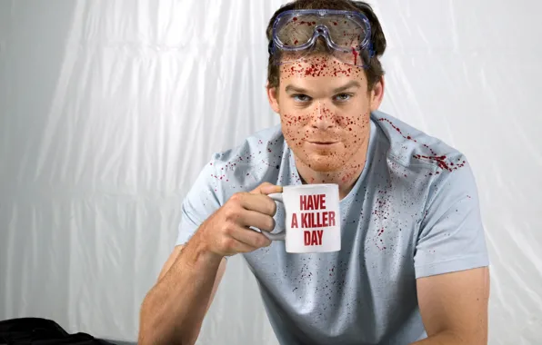Picture squirt, blood, Cup, actor, maniac, Dexter, the series, killer