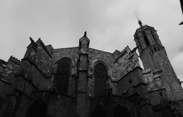 Tower, minimalism, black and white, the city.