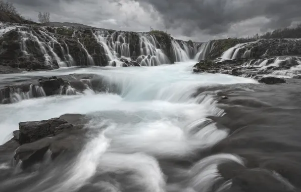 Nature, rocks, shore, waterfall, stream