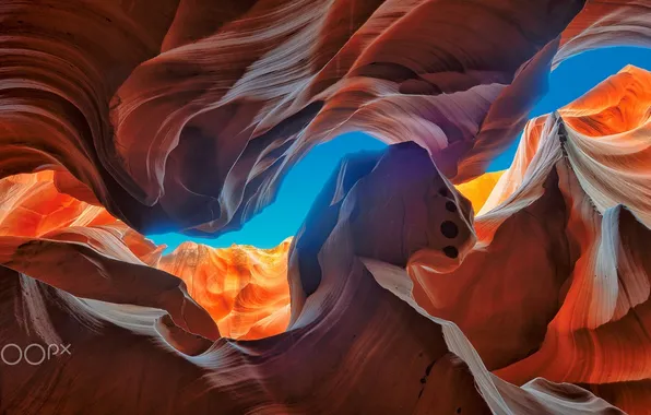 Picture the sky, nature, rocks, antelope canyon
