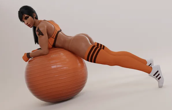 Ass, girl, rendering, feet, ball, beauty, ass, pin up