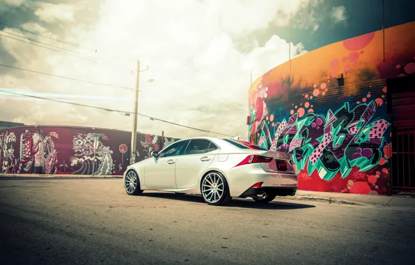 Lexus, wheels, black, metallic, Lexus, graffiti, vossen, IS250