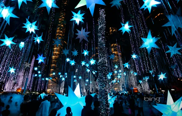 Decoration, night, lights, people, new year, Christmas, area, lights
