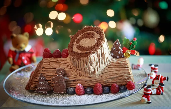 Berries, holiday, new year, cream, cakes, cake