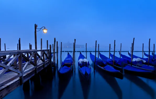 Picture sea, water, light, the city, fog, reflection, island, Marina, morning, pier, lighting, Italy, lantern, Venice, …