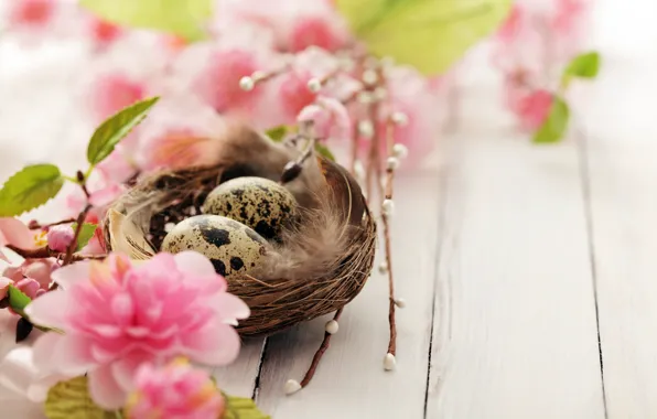 Flowers, branches, holiday, eggs, spring, Easter, socket, flowering