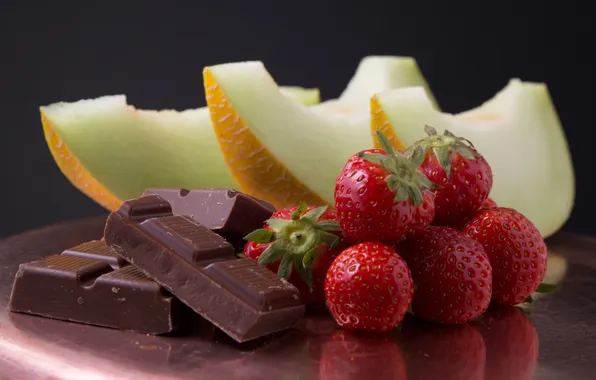 Picture chocolate, strawberry, melon