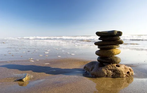 Picture sand, sea, water, macro, pebbles, stones, photo, the ocean