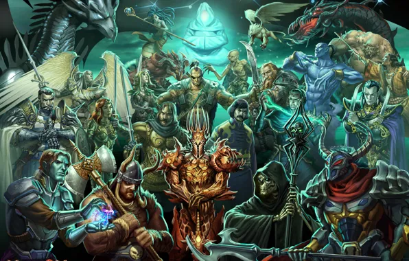 Picture people, heroes, demons, skeletons, characters, Heroes of might and magic
