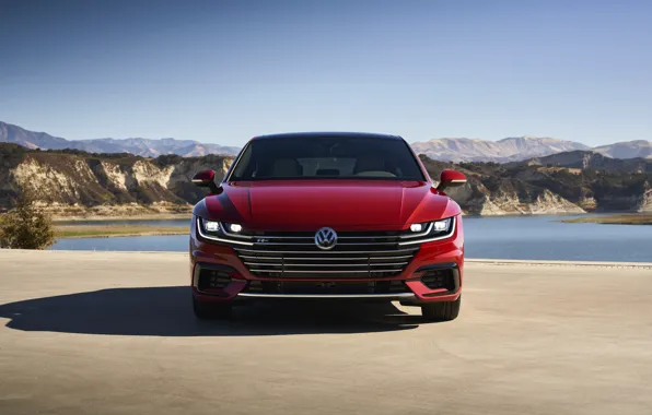 Red, Volkswagen, front view, liftback, Arteon, 2019, SEL Premium R-Line