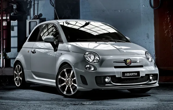 Grey, background, 500, the front, Fiat, hatchback, Fiat, Abarth
