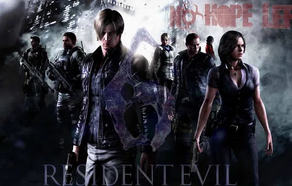 Picture weapons, smoke, team, Leon, Resident Evil 6, Leon Scott Kennedy, Helena Harper, Chris Redfield