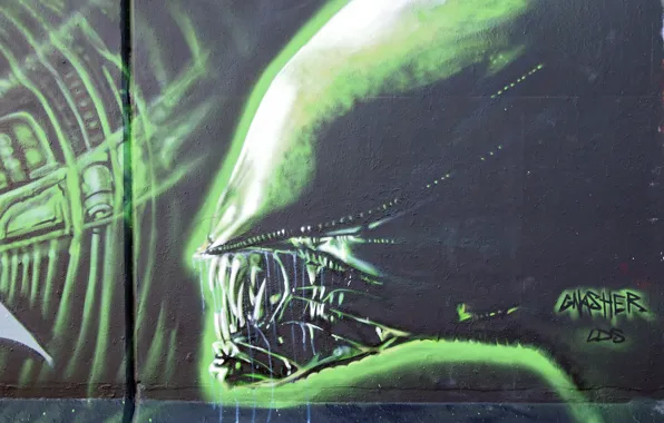 Wall, graffiti, Stranger, Alien, Graffiti