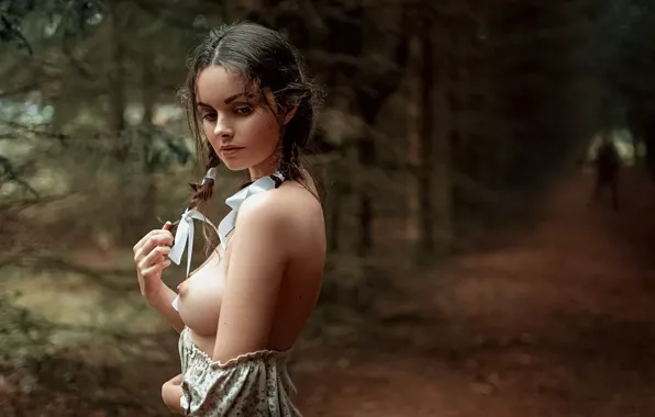 Girl, Chest, Forest, Braids, Julia Liepa
