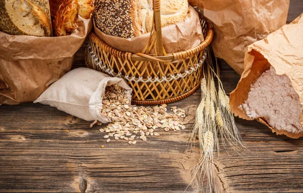 Bread, different, flour, cuts, bakery products, cereal