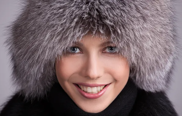 Picture look, girl, close-up, face, smile, background, hat, portrait