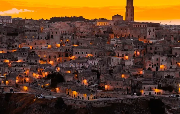 The city, the evening, Italy, Mater, Province of Matera