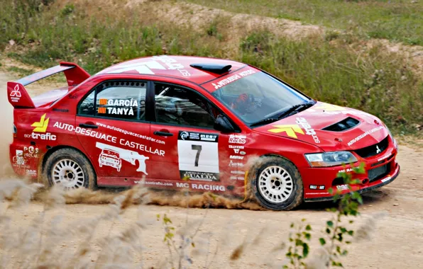 Red, Sport, Machine, Race, Mitsubishi, Lancer, WRC, Rally