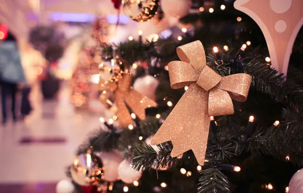 Holiday, tree, new year, decoration, bow